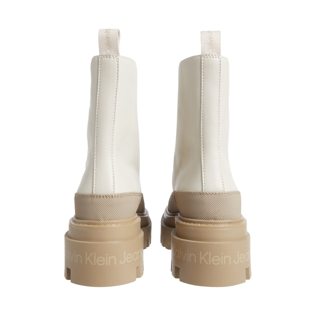 Calvin Klein Jeans womens eggshell, travertine flatform lace up boot | Vilbury London