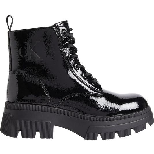 Calvin Klein Jeans womens triple black chunky combat laceup boot | Vilbury London