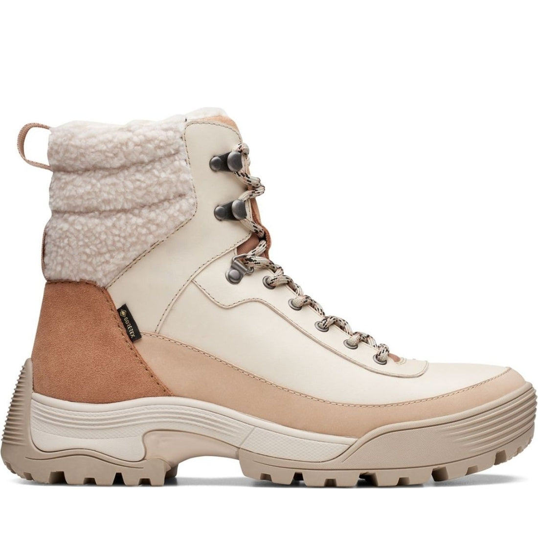 Clarks womens beige atlhiketop gtx booties | Vilbury London