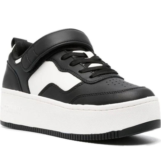 Tommy Jeans womens ecru, black velcro flatform sport shoe | Vilbury London