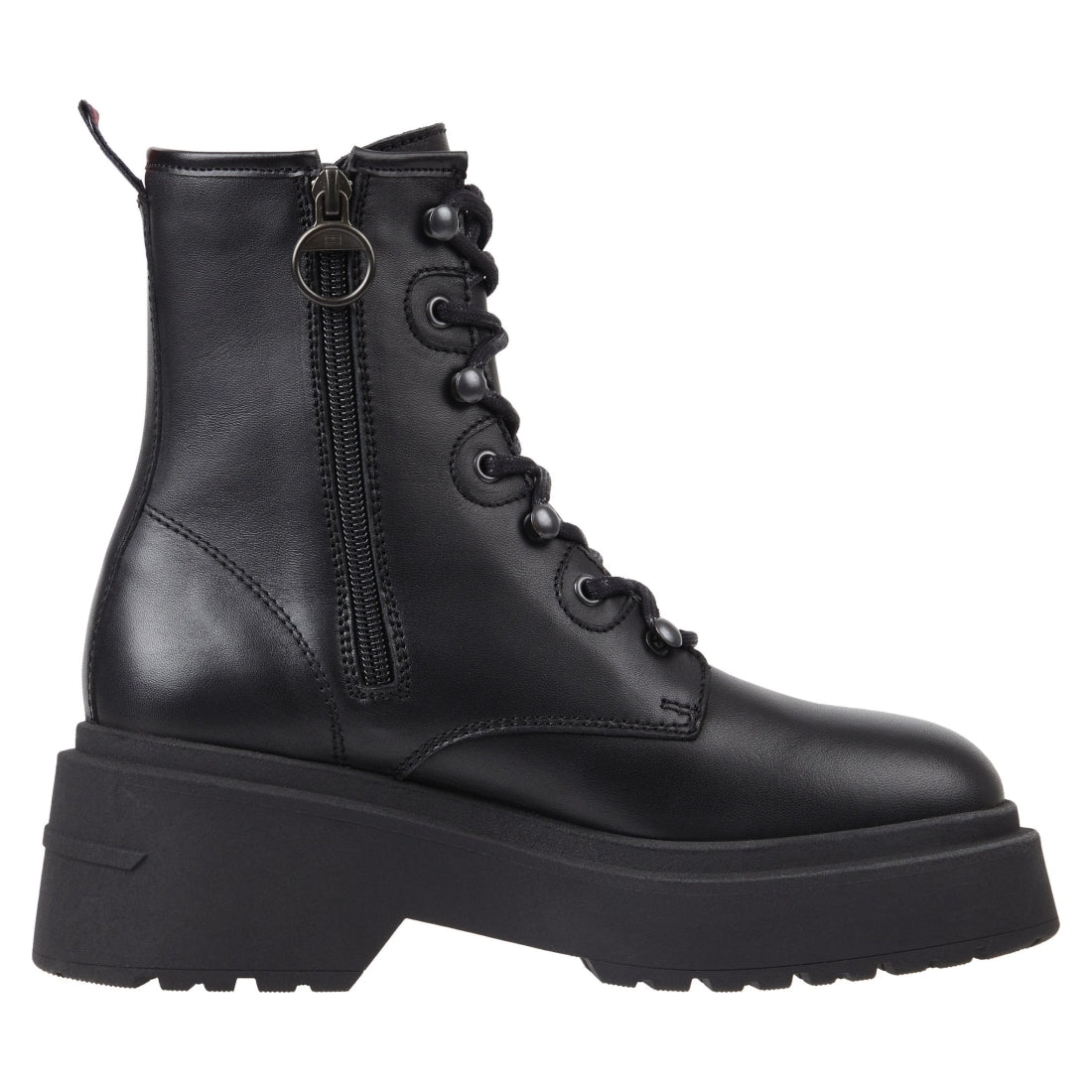 Tommy Jeans womens black lace up boot chunky | Vilbury London