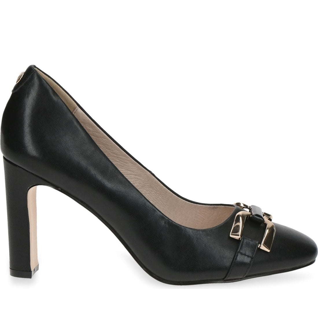 Caprice womens black nappa elegant closed pumps | Vilbury London