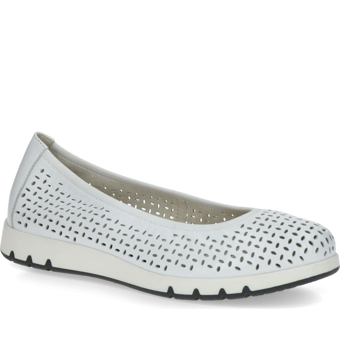 Caprice womens white softnap casual closed ballerinas | Vilbury London