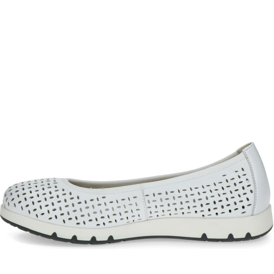 Caprice womens white softnap casual closed ballerinas | Vilbury London