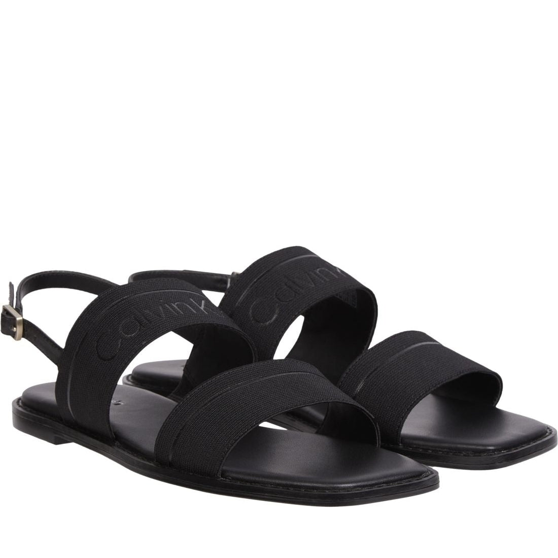 Calvin Klein womens ck black squared flat sandal | Vilbury London