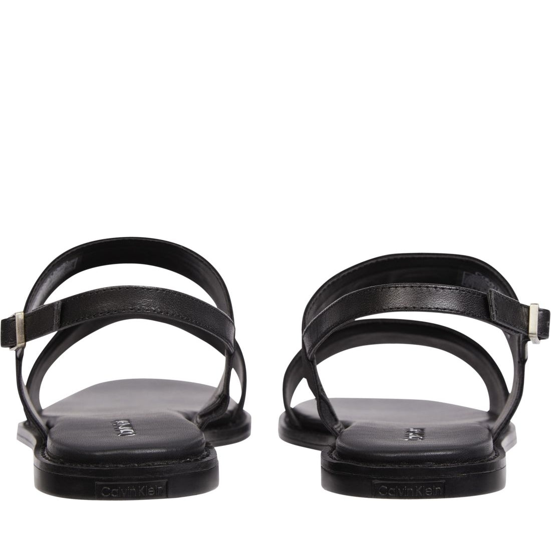 Calvin Klein womens ck black squared flat sandal | Vilbury London
