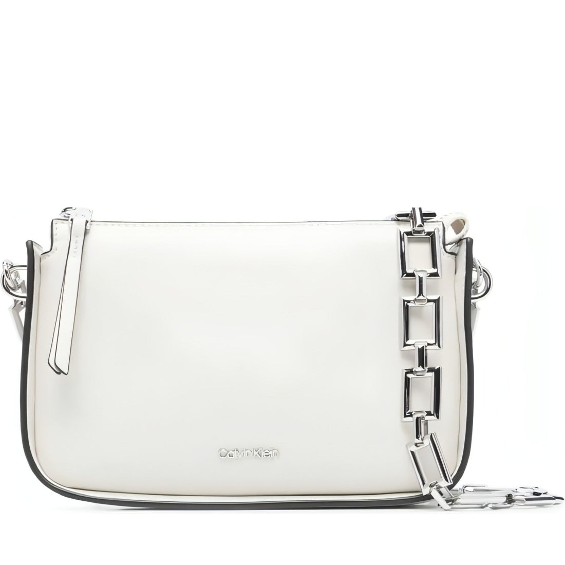 Calvin Klein womens dark ecru archival chain crossbody xs | Vilbury London
