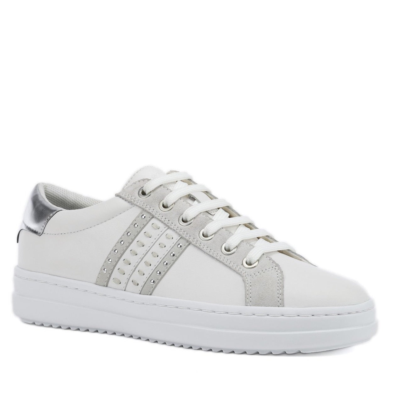 Geox Womens Silver White D Pontoise Trainers D02FED085BNC0007 | Vilbury London
