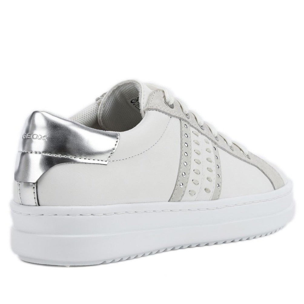 Geox Womens Silver White D Pontoise Trainers D02FED085BNC0007 | Vilbury London