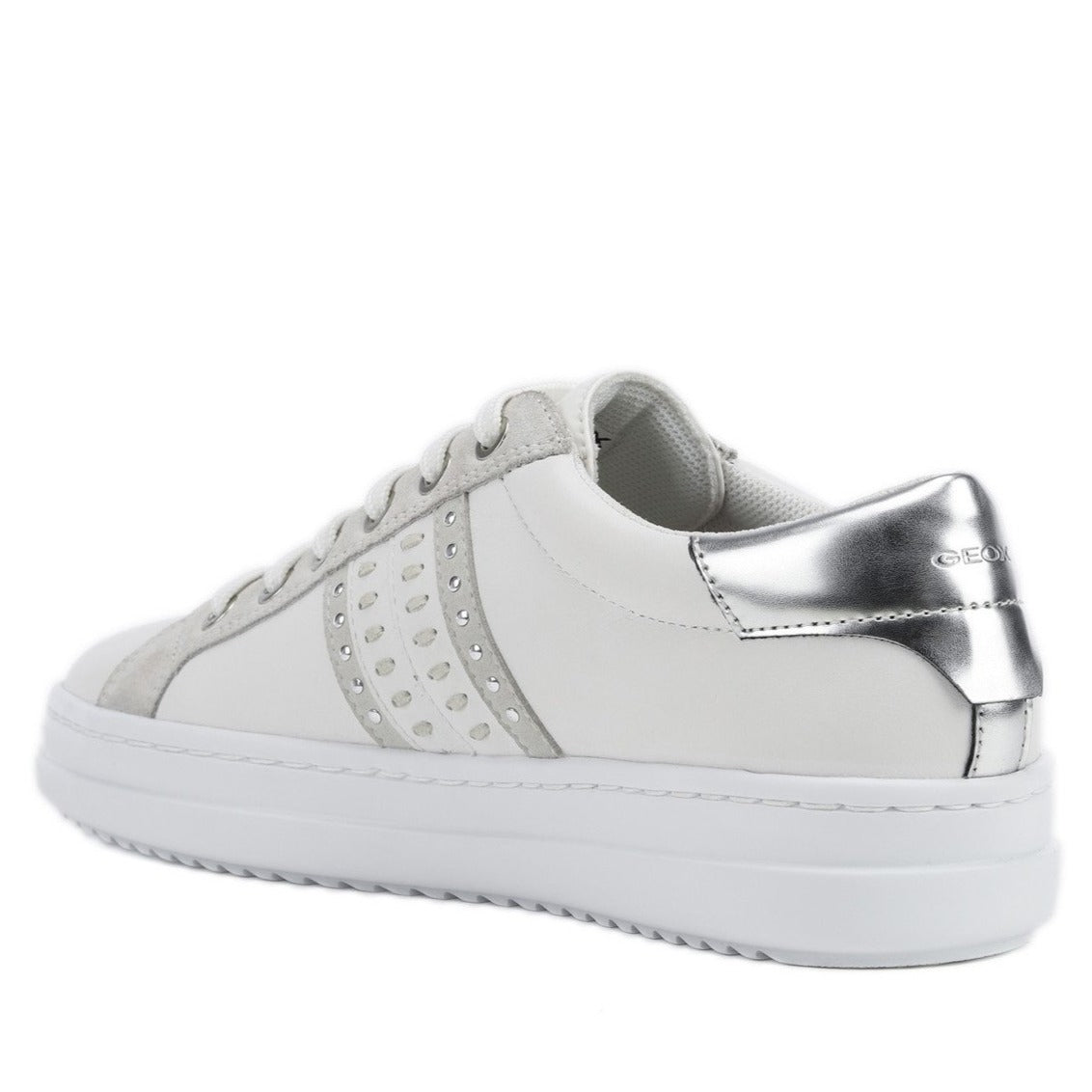 Geox Womens Silver White D Pontoise Trainers D02FED085BNC0007 | Vilbury London