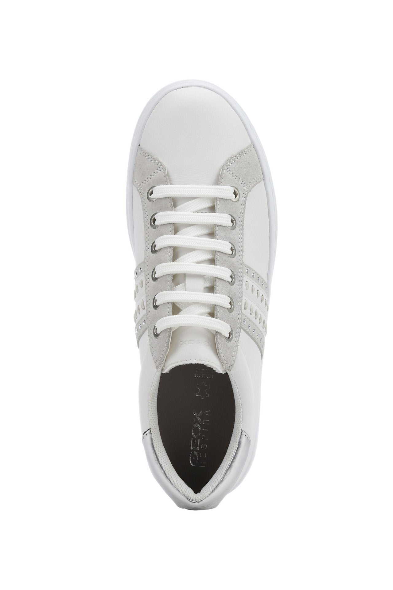 Geox Womens Silver White D Pontoise Trainers D02FED085BNC0007 | Vilbury London