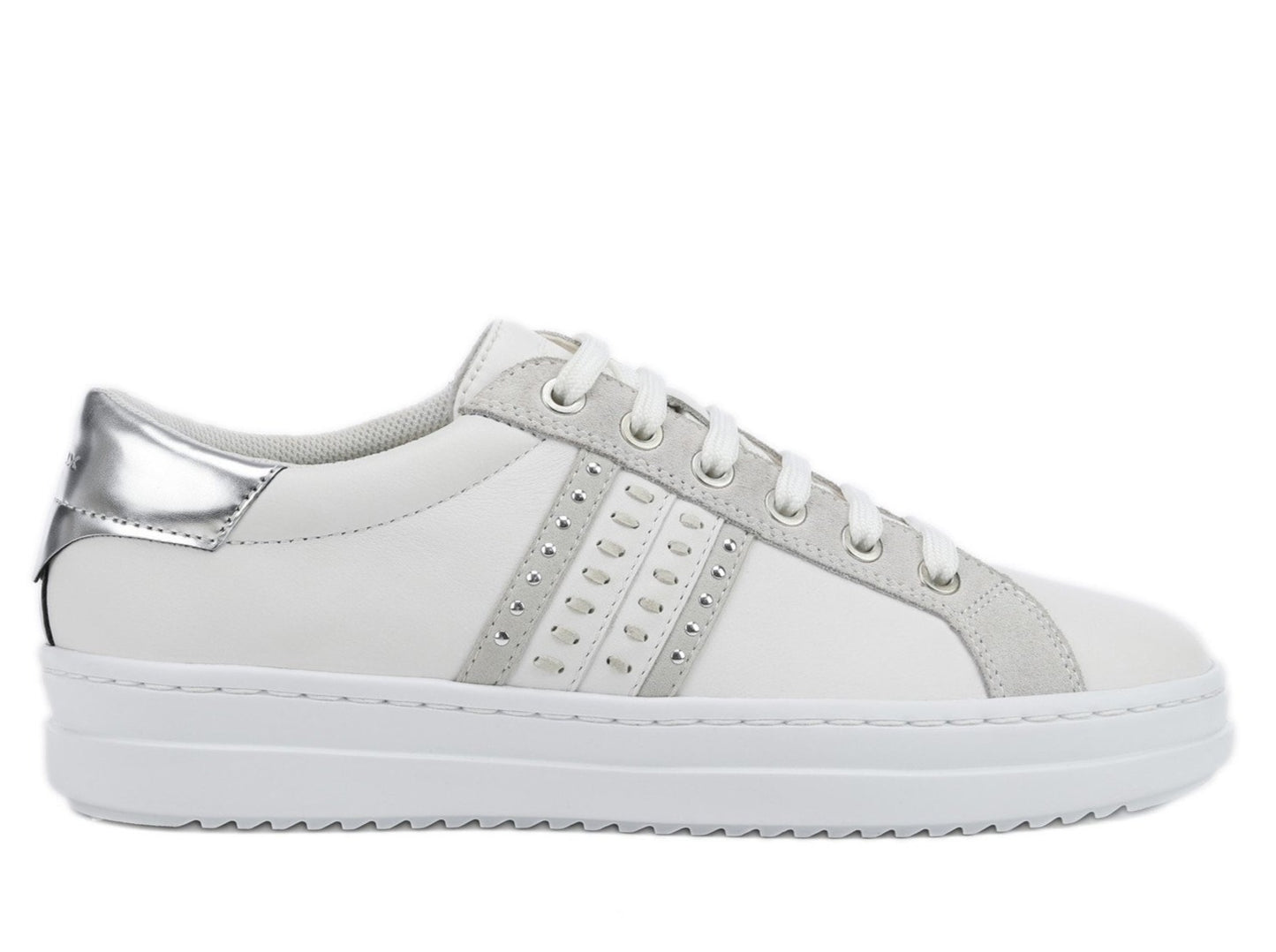 Geox Womens Silver White D Pontoise Trainers D02FED085BNC0007 | Vilbury London