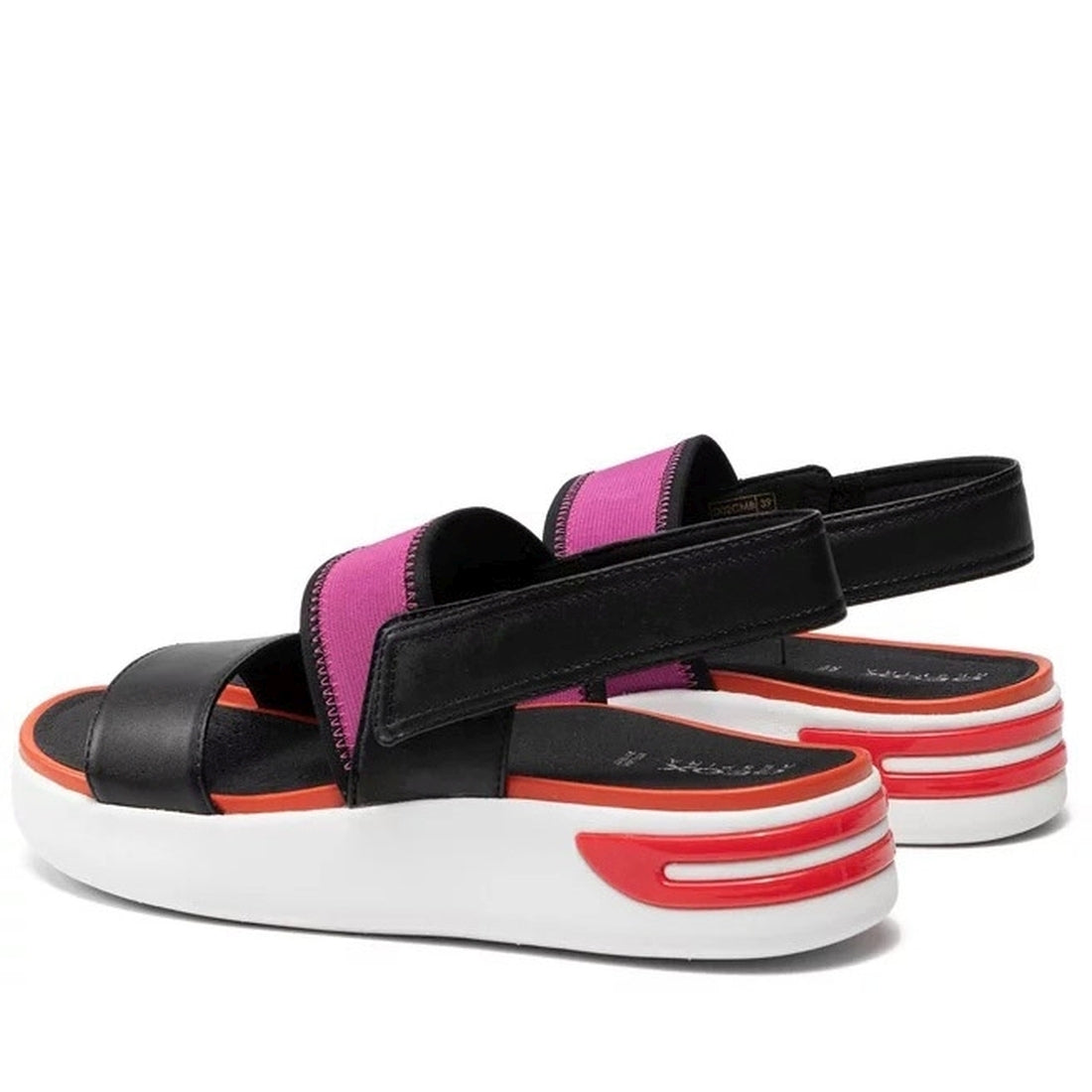Geox Womens black orange casual open sandals | Vilbury London