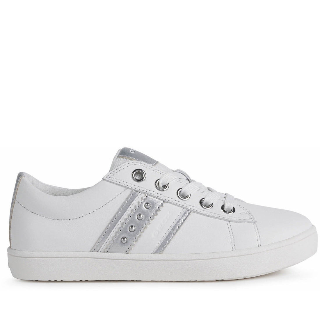 Geox Girls White Silver kathe shoes | Vilbury London