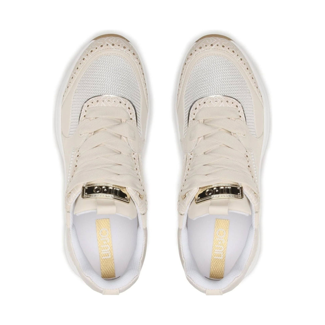 Liu Jo womens saff milk, gold lily 17 trainers | Vilbury London