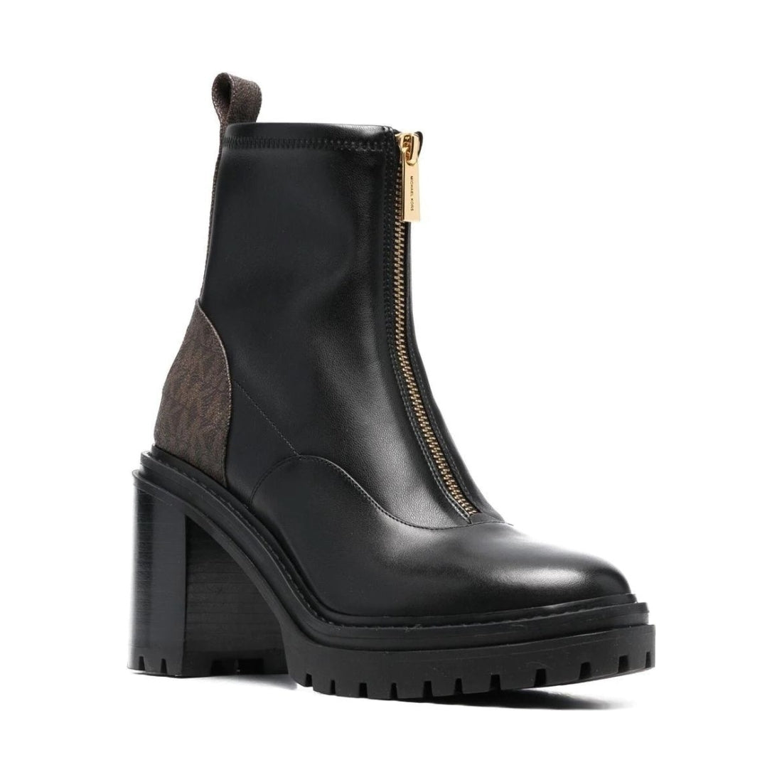 Michael Kors womens Blk Brown cyrus zip bootie | Vilbury London