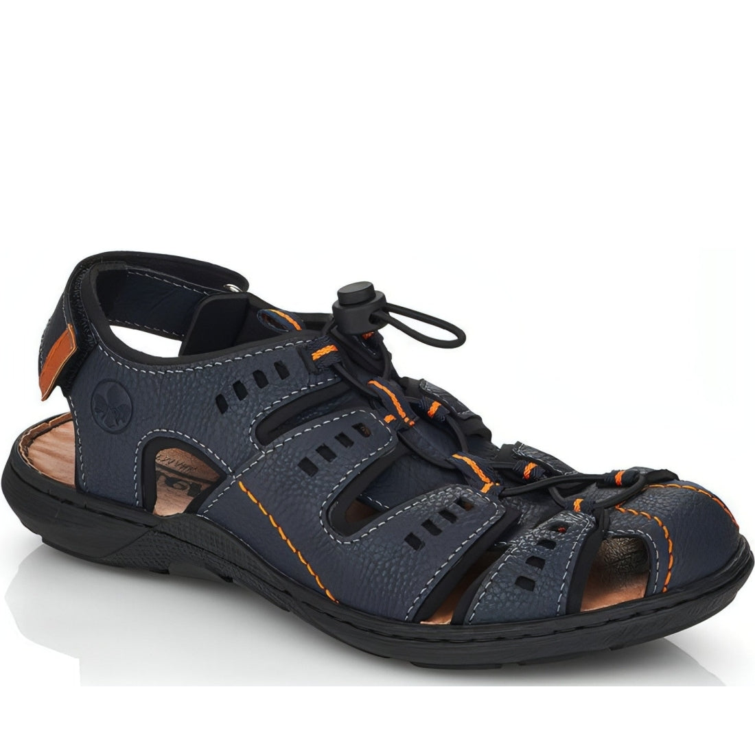 Rieker mens blue casual part-open sandals | Vilbury London