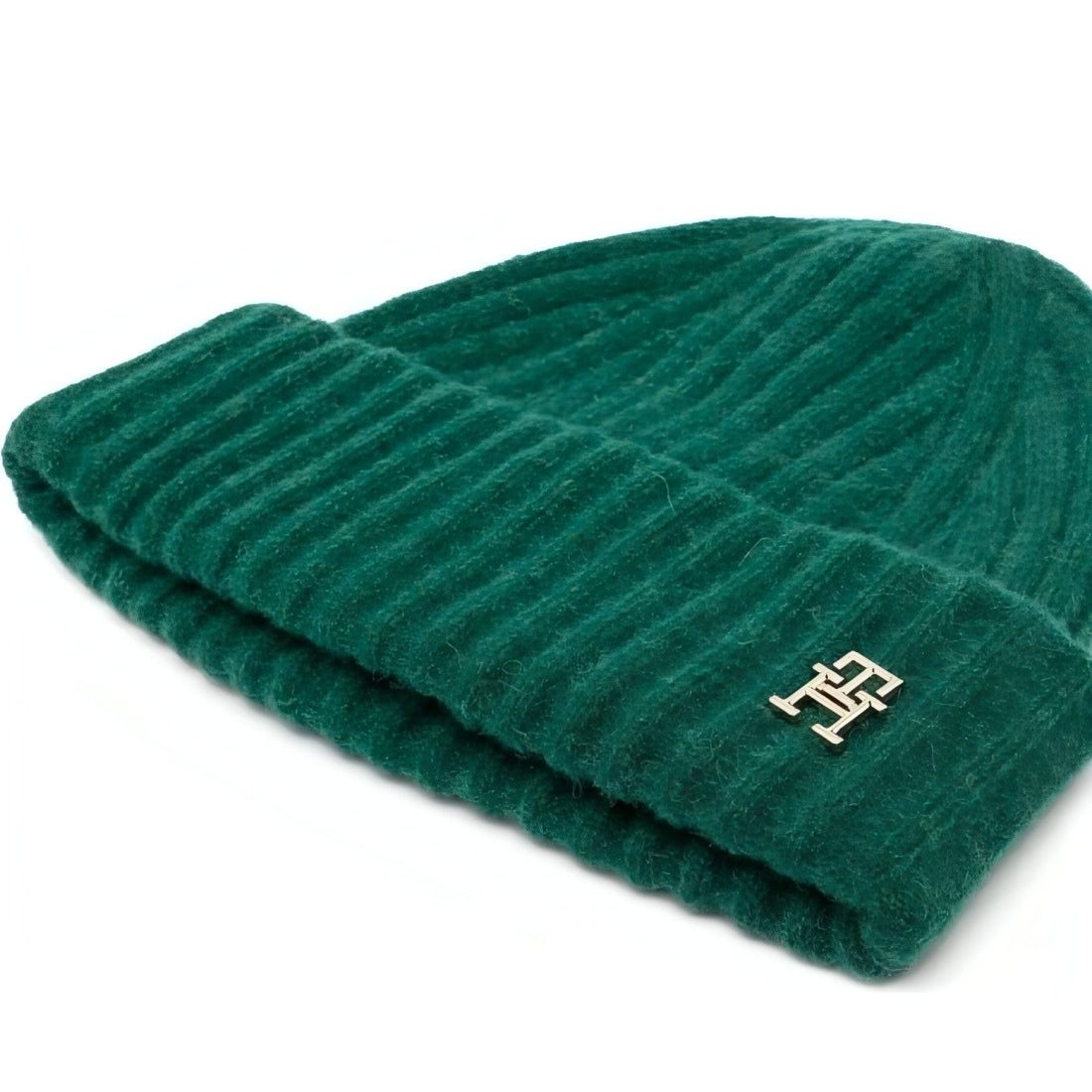 Tommy Hilfiger womens prep green fluffy beanie | Vilbury London