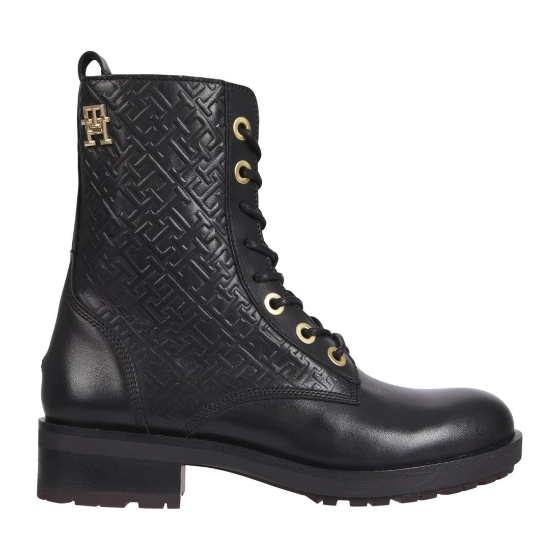Tommy Hilfiger womens Black thgram biker boot | Vilbury London