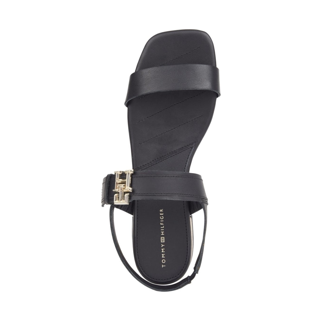 Tommy Hilfiger womens black hardware flat sandal | Vilbury London
