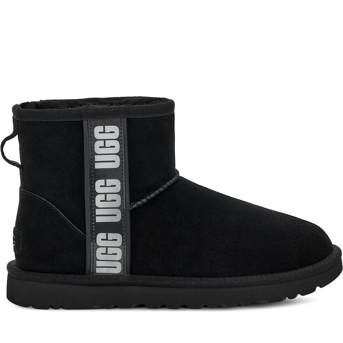 UGG womens Black classic mini side logo booties | Vilbury London