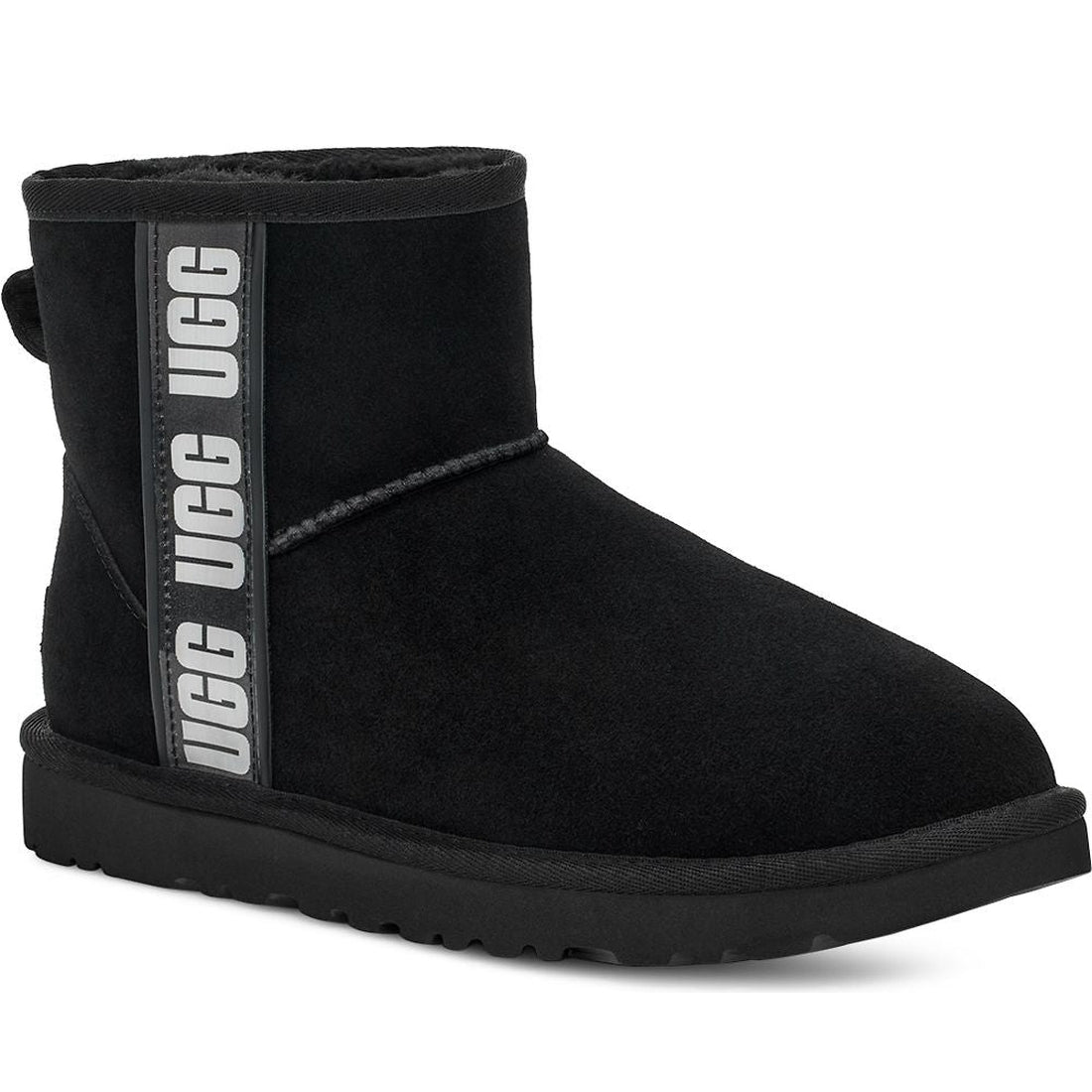 UGG womens Black classic mini side logo booties | Vilbury London
