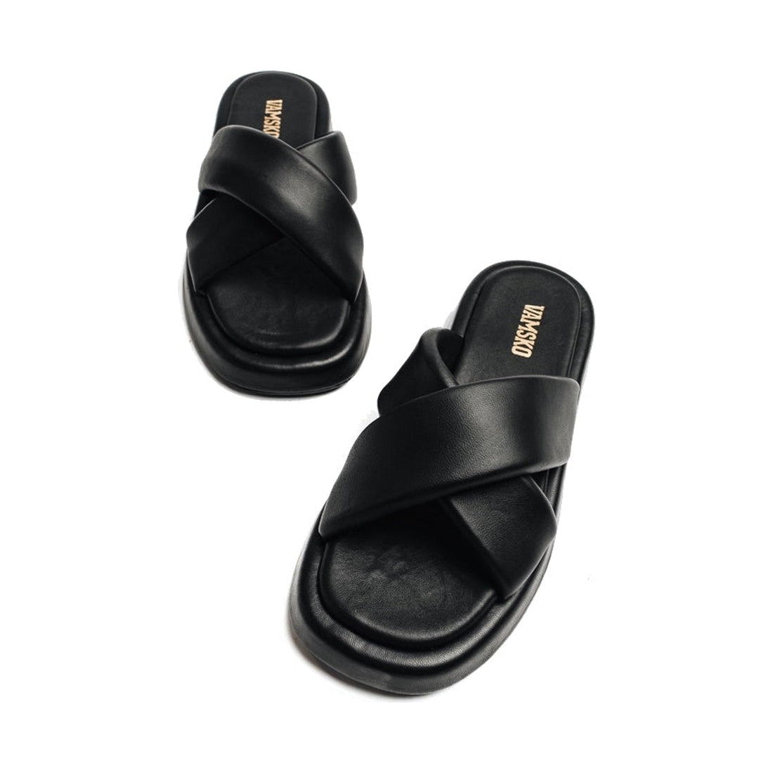 VAMSKO womens black pillow slippers | Vilbury London