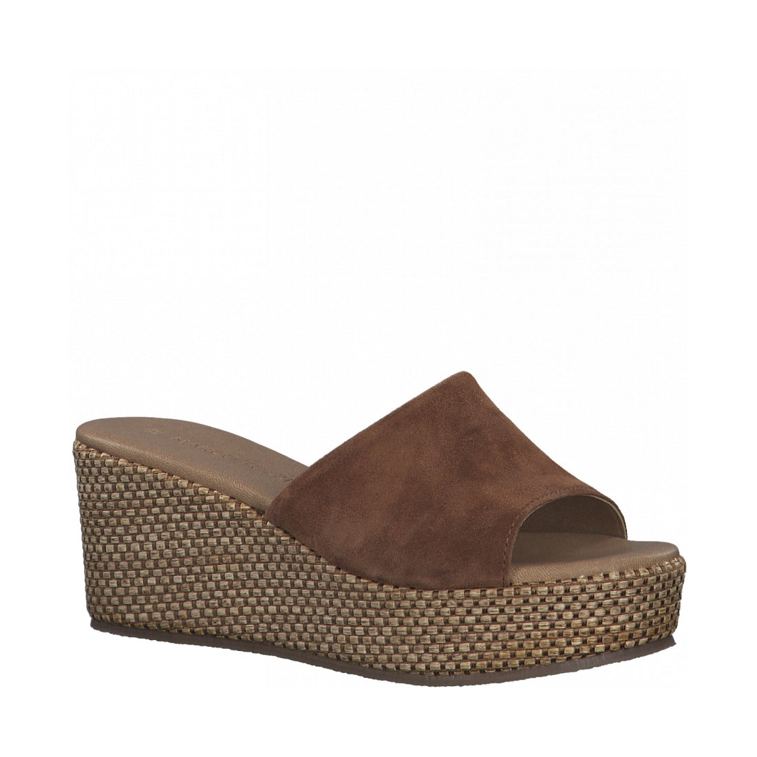 Marco Tozzi Womens cognac casual open mules | Vilbury London