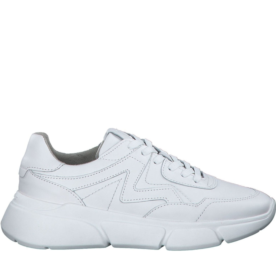Tamaris womens white leather casual closed sport shoe | Vilbury London