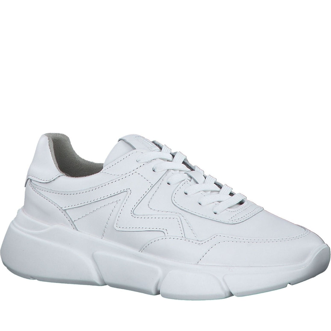 Tamaris womens white leather casual closed sport shoe | Vilbury London