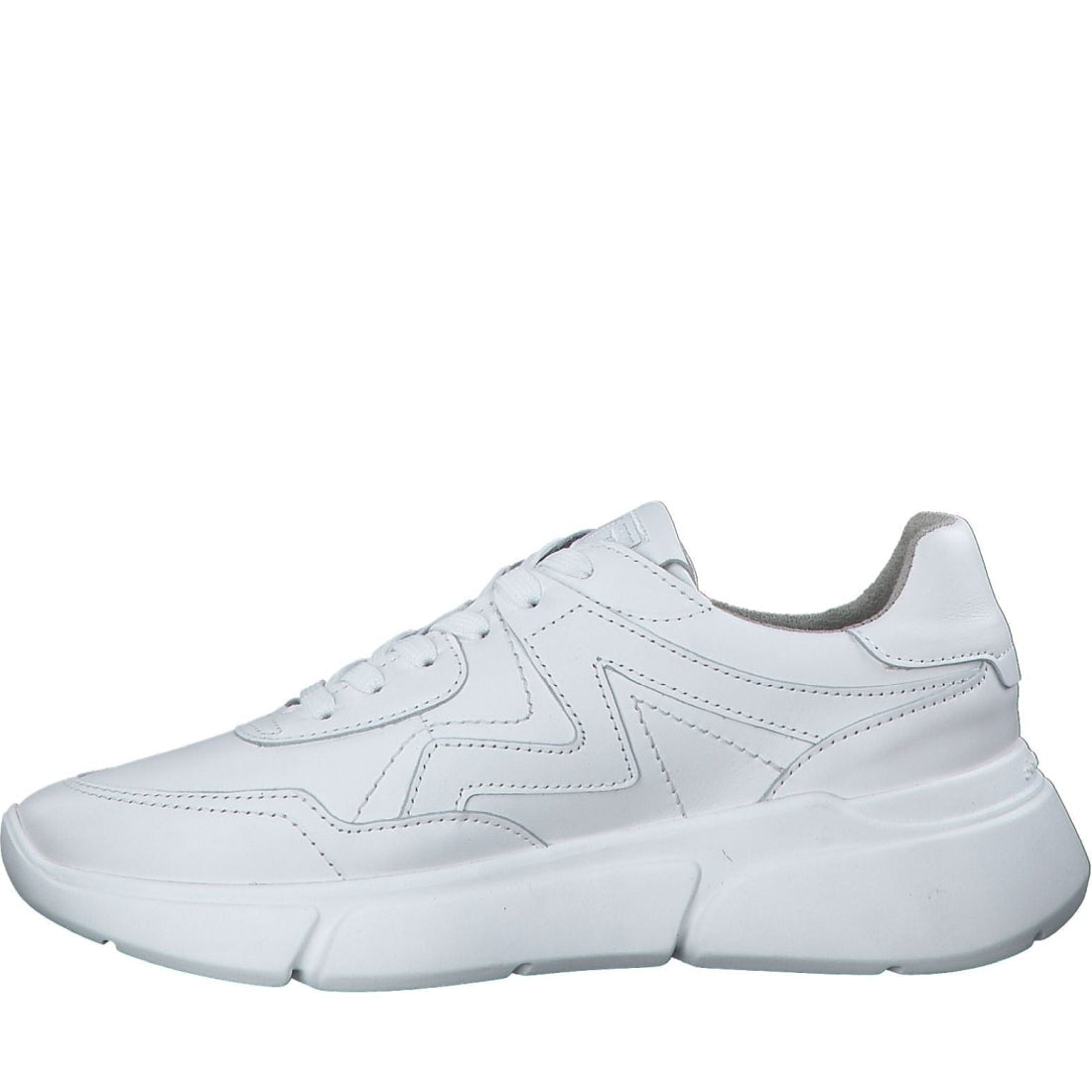 Tamaris womens white leather casual closed sport shoe | Vilbury London