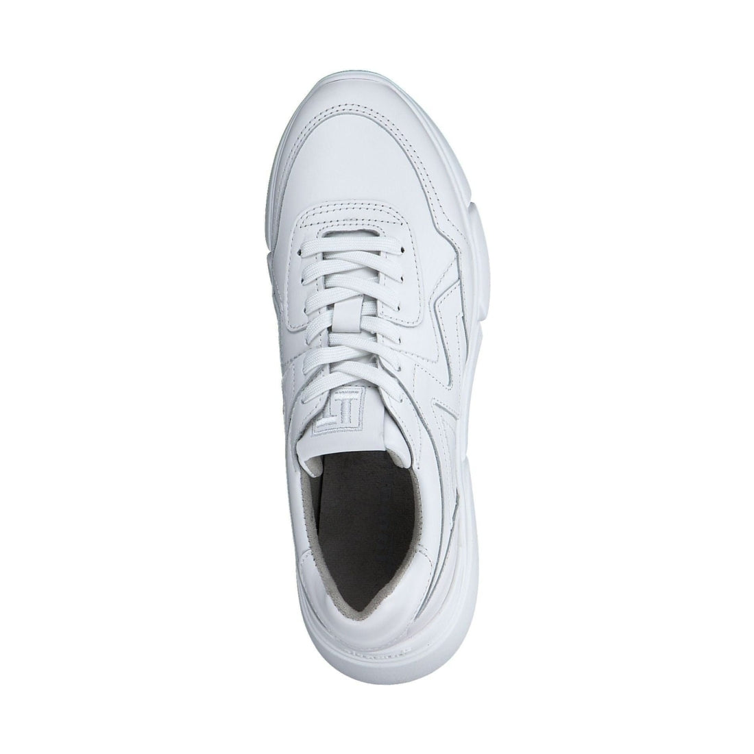 Tamaris womens white leather casual closed sport shoe | Vilbury London