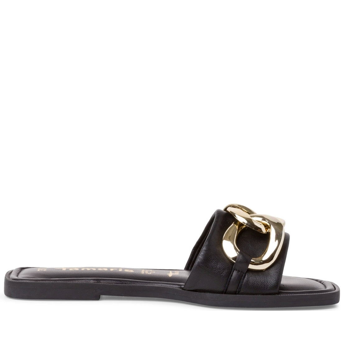 Tamaris Womens black casual open slippers | Vilbury London