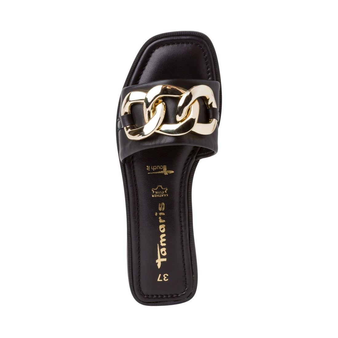 Tamaris Womens black casual open slippers | Vilbury London