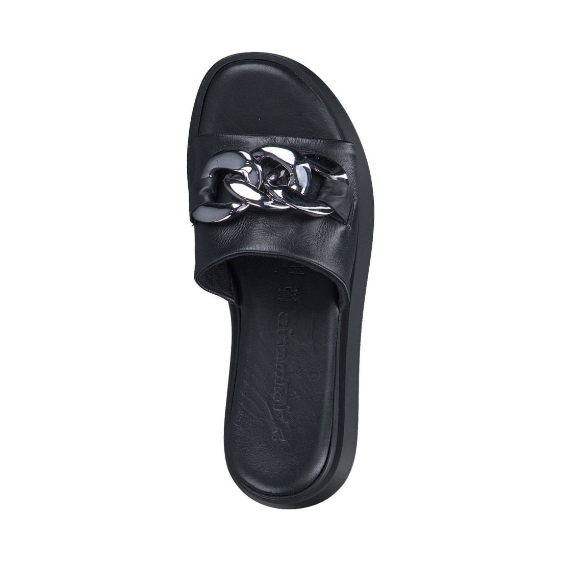 Tamaris womens black casual open slippers | Vilbury London