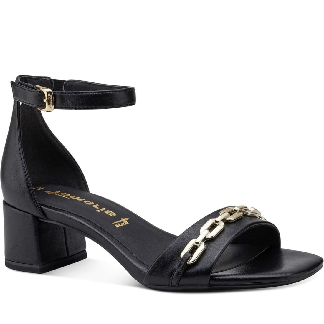 Tamaris womens black elegant open sandals | Vilbury London