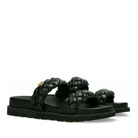 Jaeley Women's Black Wedge Open-Toe Sandals