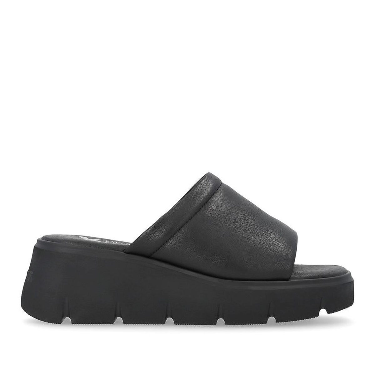 Women's Black Wedge Open-Toe Mule Slippers