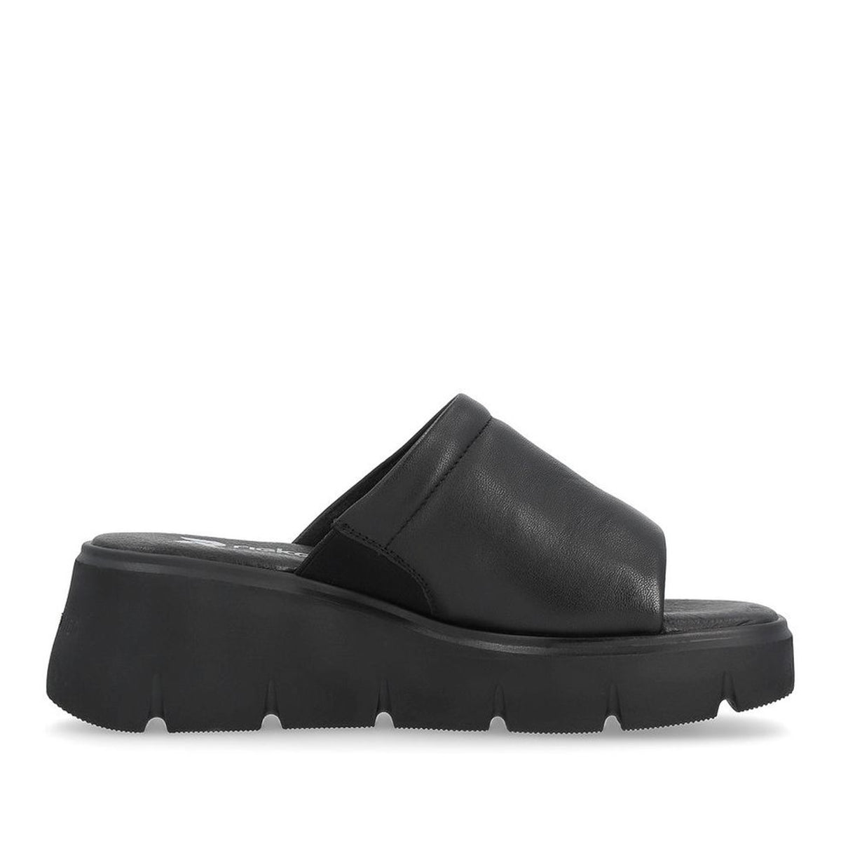 Women's Black Wedge Open-Toe Mule Slippers