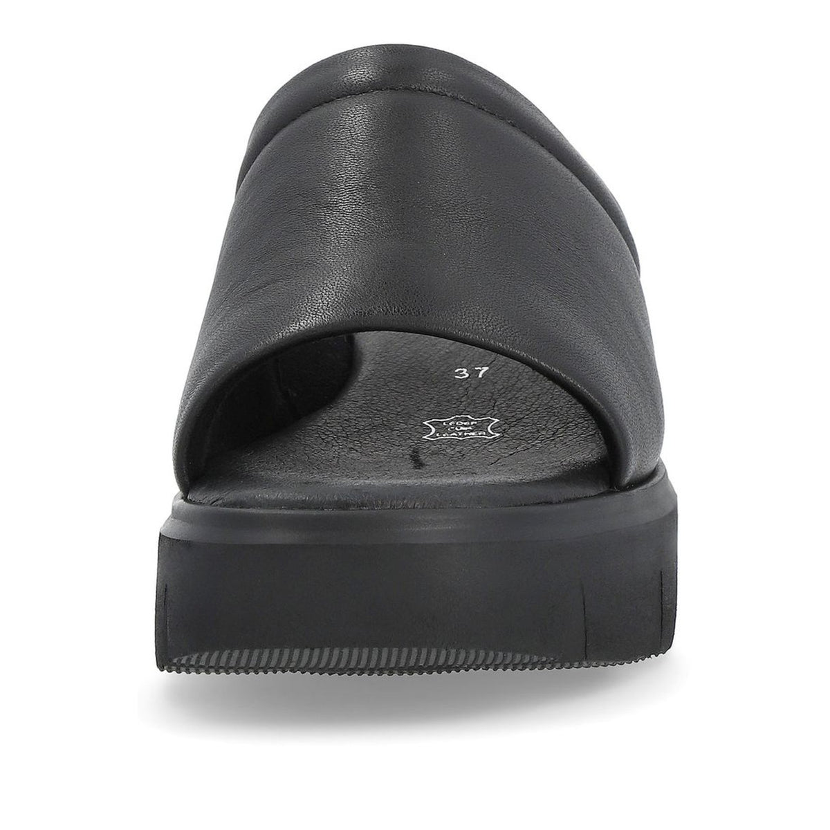 Women's Black Wedge Open-Toe Mule Slippers