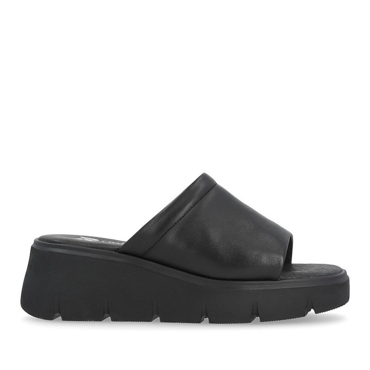 Women's Black Wedge Open-Toe Mule Slippers