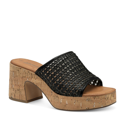 Women's Black Dress Open-Toe Mule Slippers