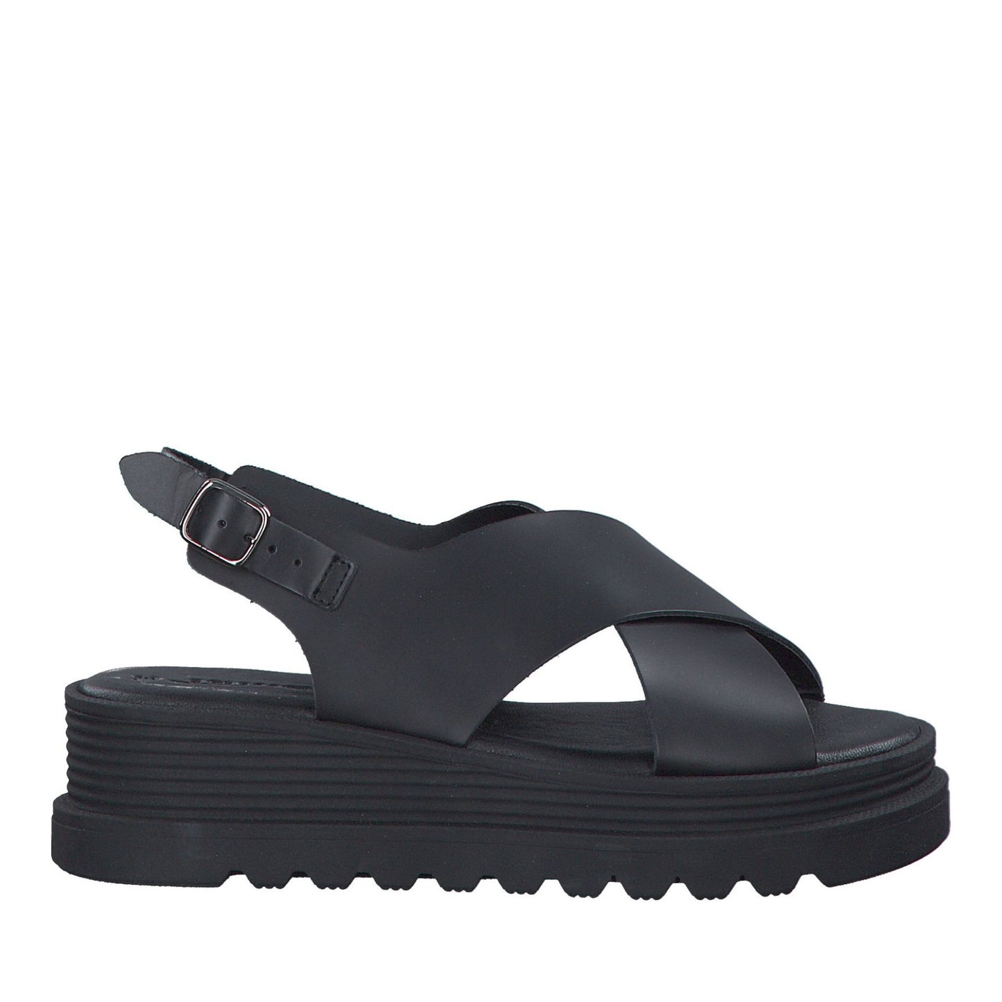 Women's Black Wedge Open-Toe Sandals