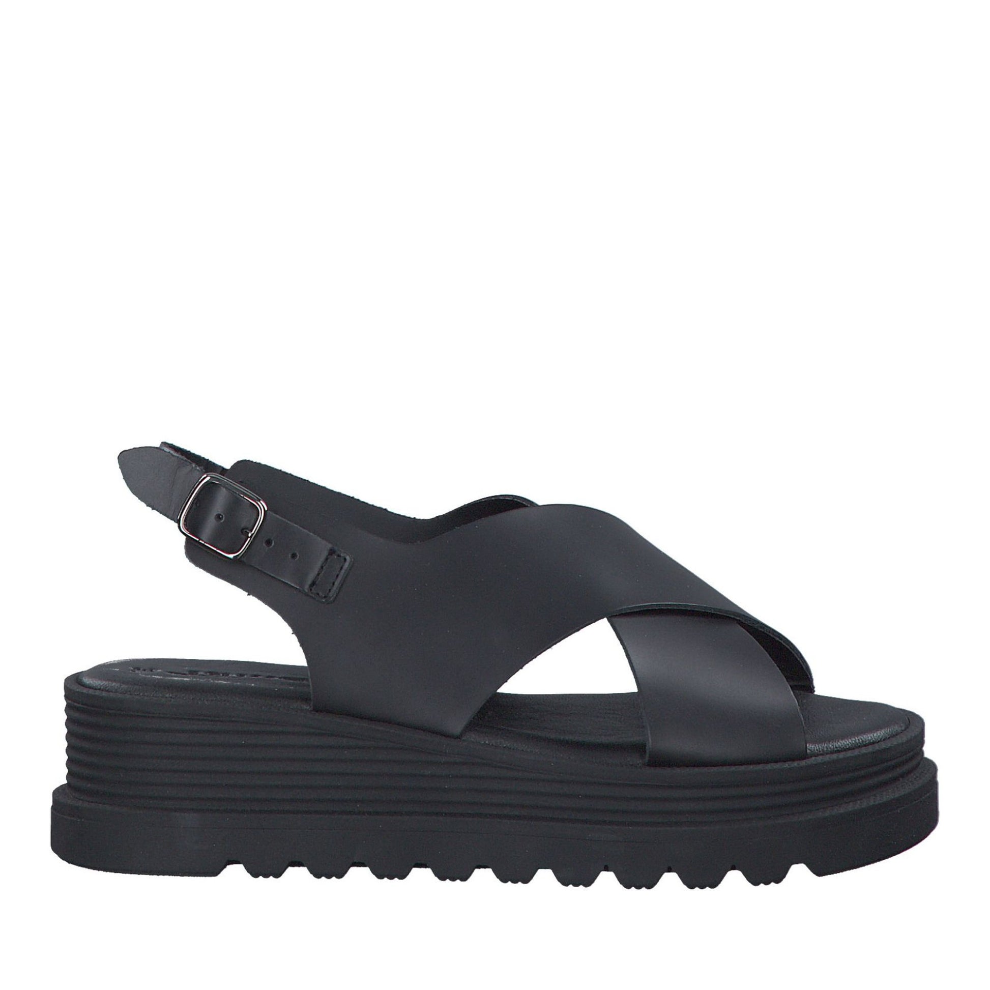 Women's Black Wedge Open-Toe Sandals