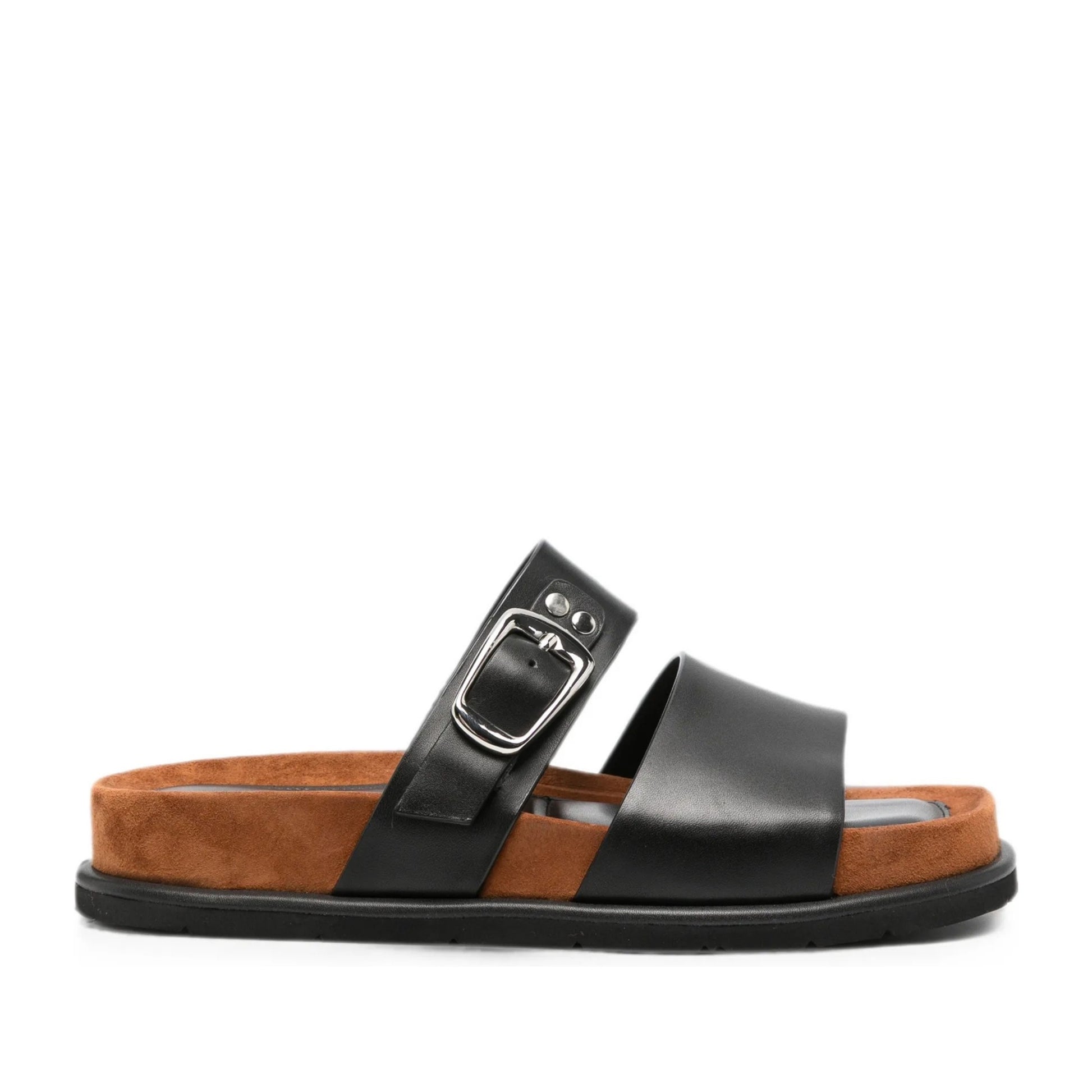 Women's Black Wedge Open-Toe Slippers