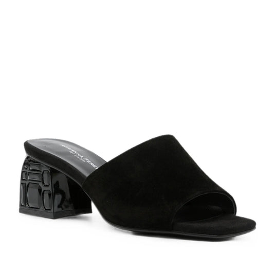Women's Black Open-Toe Slippers