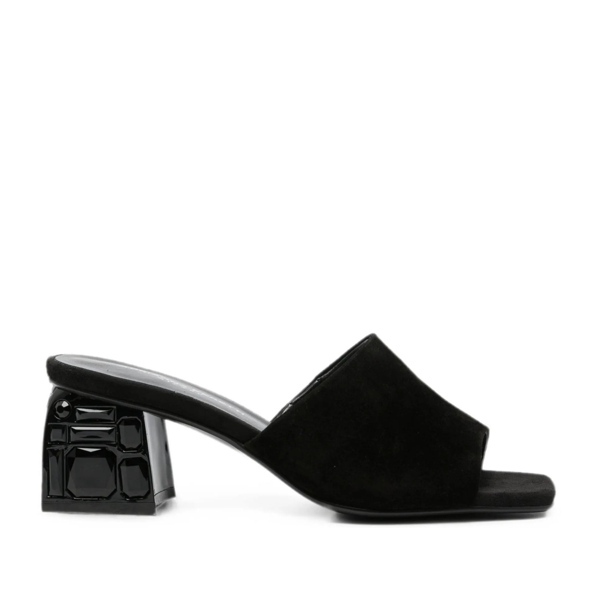 Women's Black Open-Toe Slippers