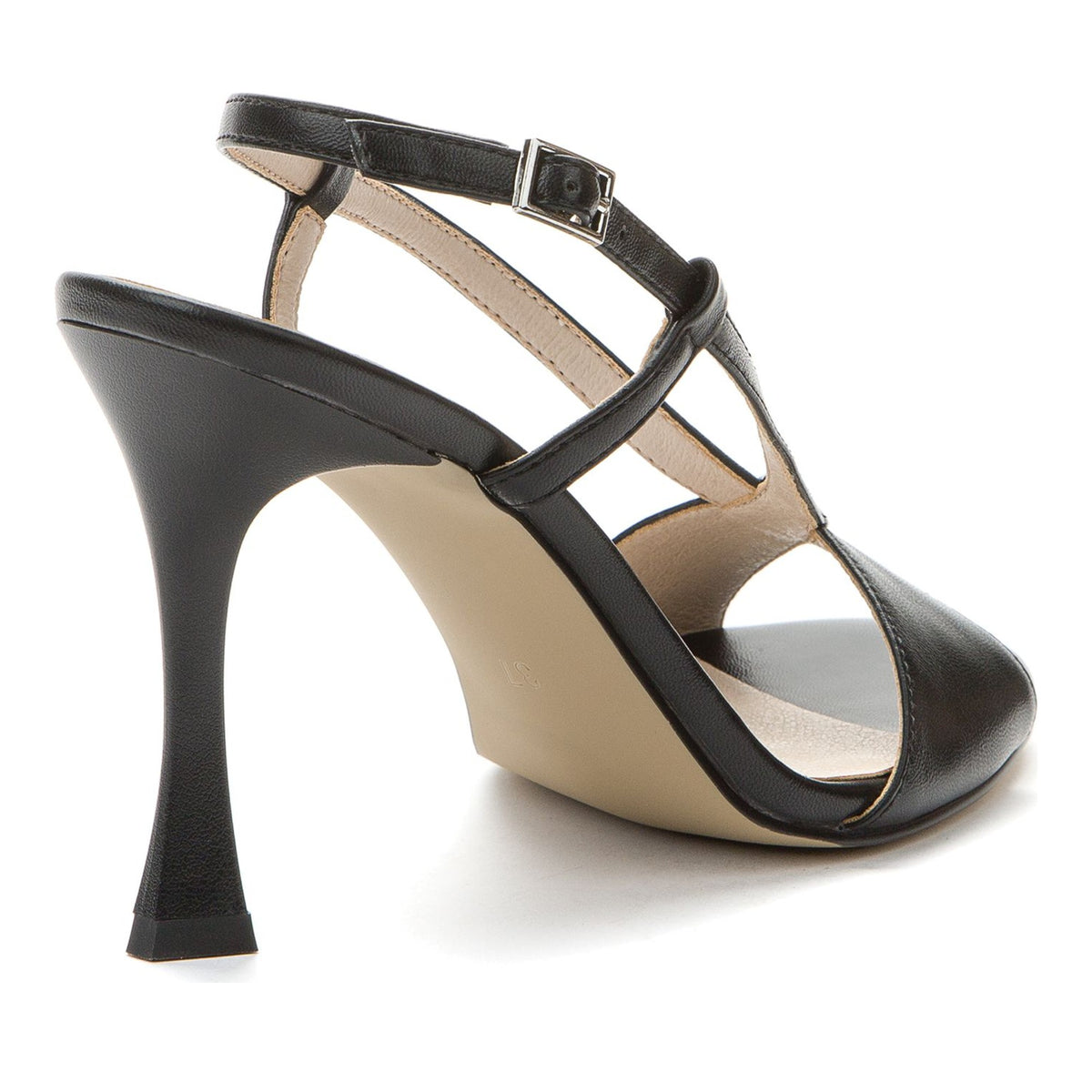 black elegant open pumps