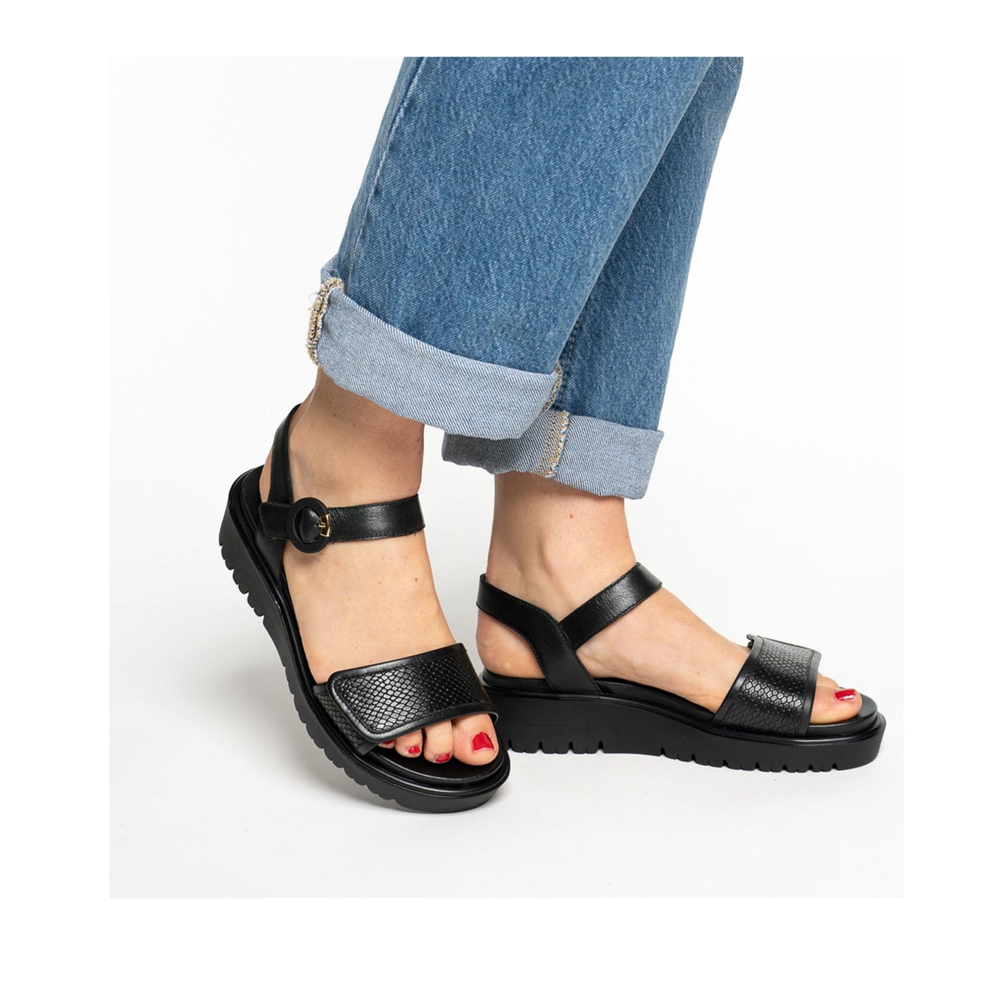 Bilbao Women's Black Open-Toe Sandals