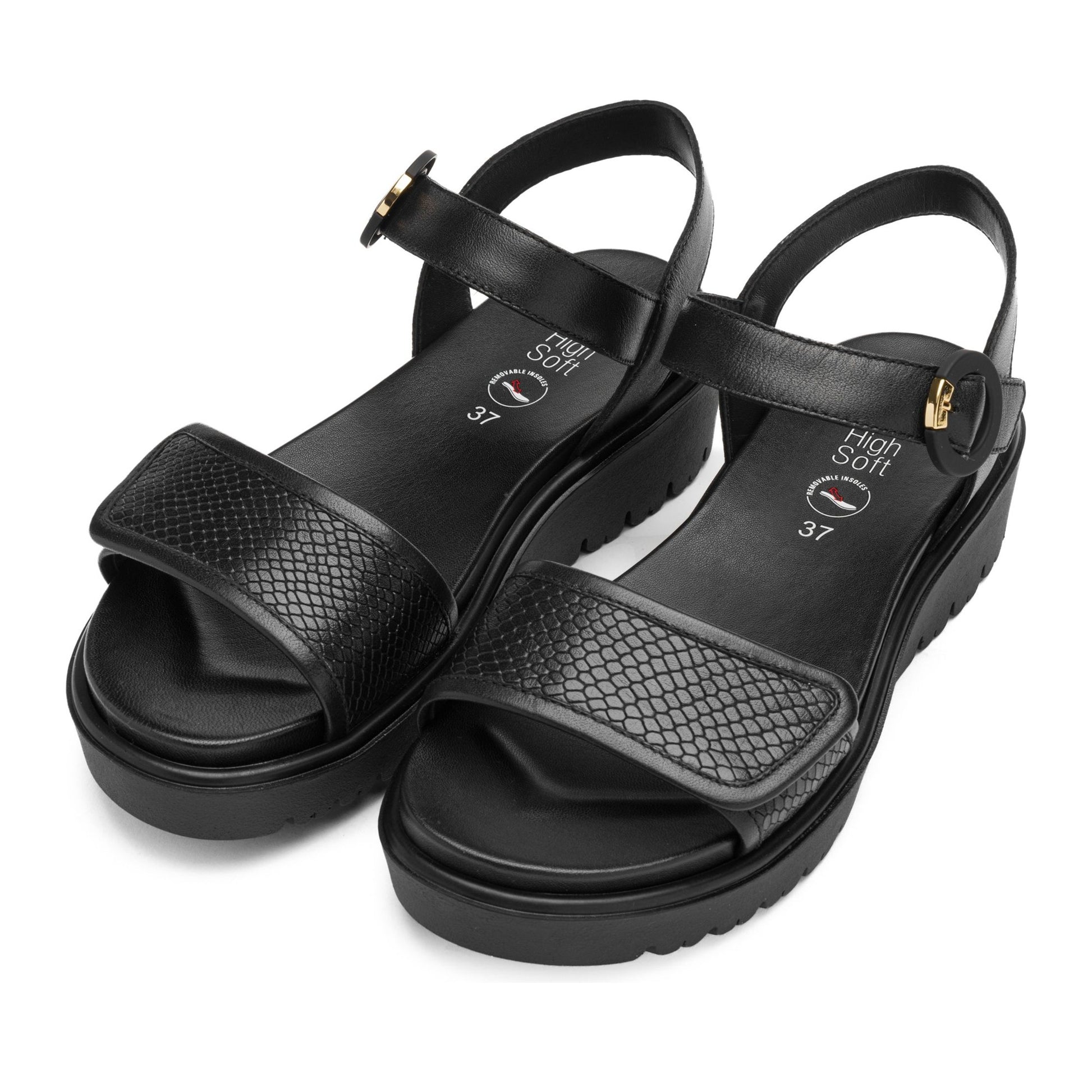 Bilbao Women's Black Open-Toe Sandals